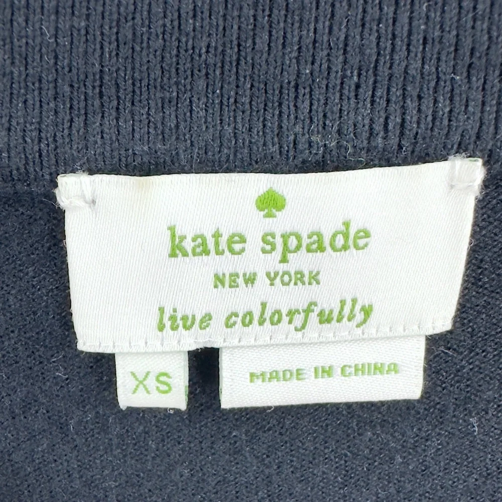 Kate Spade Tokyo Grid Rhinestone Jewel Cardigan Womens XS Cashmere Blend Luxury